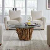 Coffee Table Driftwood Glass Top Large Coffee Table