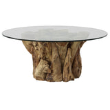 Coffee Table Driftwood Glass Top Large Coffee Table