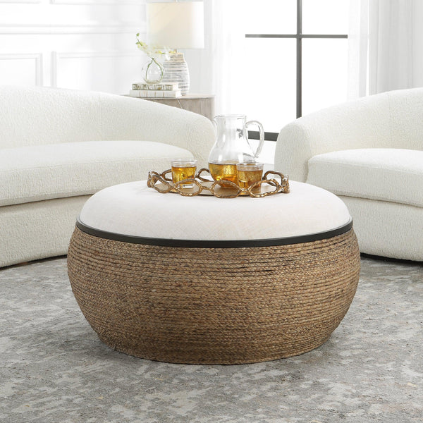 Coffee Table Island Straw Large Storage Ottoman