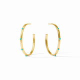 Jewelry Crescent Turquoise Stone Hoop // 2 Sizes