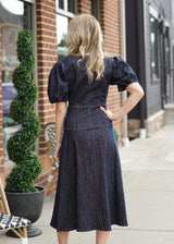 Lifestyle Puff Sleeve Midi Denim Dress
