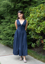 Lifestyle Shea Corset Cotton Navy Midi Dress