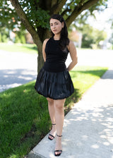Combination Bubble Hem Mini Dress // Black