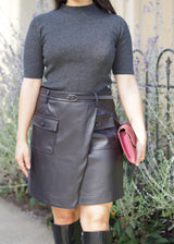 Elowin Faux Leather Wrap Skirt // Flint