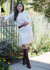 Greta Ruffle Hem Sweater Dress // Moonstone