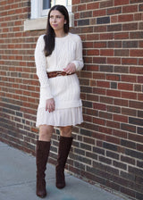 Lifestyle Greta Ruffle Hem Sweater Dress // Moonstone