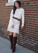 Lifestyle Greta Ruffle Hem Sweater Dress // Moonstone