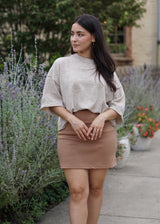 Vince Boxy Rolled Knit Sweater // Oatmeal