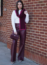 Nue 10/20 shoot: Celine Faux Leather Wide Leg Trouser + Suede Top Handle Crossbody Bag + Tessa Contrast Edge Scarf