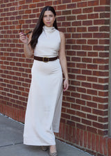 Nue 10/20 shoot: Odette Satin Belted Maxi Dress
