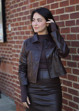 Nue 10/20 shoot: Lenny Vegan Leather Cropped Jacket + Lenny Vegan Leather Pencil Skirt