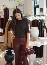 Nue 10/20 shoot: Suede Top Handle Crossbody Bag + Bria Studded Knit Top