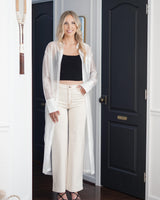 Lifestyle Tory Long Line Sheer Button Up Top