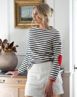 Lifestyle Saint James Heart Patch Authentic Breton Stripe Knit Shirt