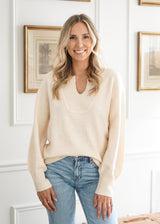 Lifestyle Colette Notch Neckline Sweater // Moonstone