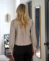 Top blouse Fullerton Striped Ruffled Button Down Top