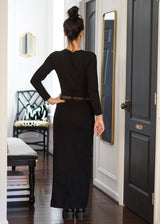 Layla Front Slit Denim Maxi Skirt