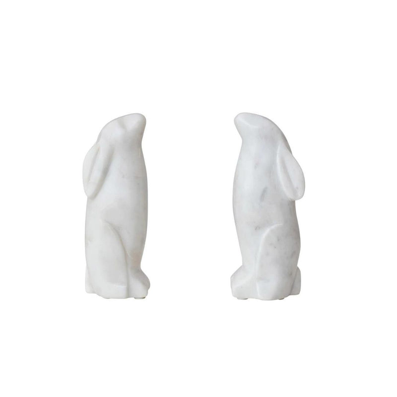 Decor Hand-Carved Marble Rabbit Bookends // Set of 2 