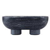 Decorative Object Charcoal Marble Footed Bowl // Small