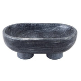 Decorative Object Charcoal Marble Footed Bowl // Small