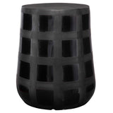 Benches, Ottomans & Stools Patchwork Gridded Black Garden Stool