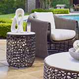 Outdoor Sabena White Marble Outdoor Side Table