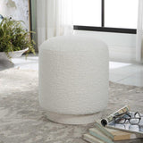 Furniture Avila Ottoman // White Shearling