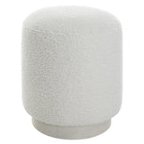 Furniture Avila Ottoman // White Shearling