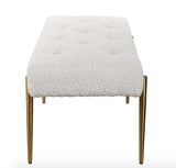 Furniture Boucle White & Gold Large Bench 50 W X 19 H X 20 D