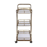Furniture Gold Mirrored Serving Bar Cart