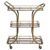 Furniture Gold Mirrored Serving Bar Cart 