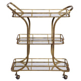 Furniture Gold Mirrored Serving Bar Cart