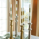Decor Gold & White Stripe Taper Candles // Set of 6