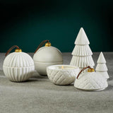 Holiday Candles Siberian Fir Porcelain Ornament Candle // Ribbed