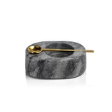 Servingware Tuscan Marble Salt & Pepper Bowl With Spoon // Grey