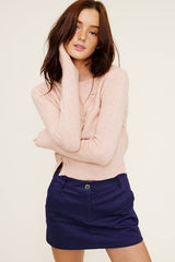 MT1406 LONG SLEEVE KNIT TOP WITH ASYMMETRICAL BUTTON CLOSURE