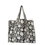 Lifestyle Floral Quilted Tote // Black & White