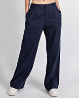 Lifestyle Sadie Wide Leg Linen Pintuck Pant // 2 Colors