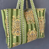 Lifestyle Handmade Tiger Print Quilted Cotton Tote Hippie Bag