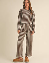 Lifestyle Sunday Stripe Knit Set // Brown