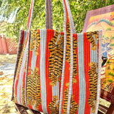 Lifestyle Handmade Cotton Velvet Quilted Hippie Market Tote Bag