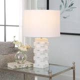 Lighting Ascent White Geometric Table Lamp
