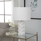 Lighting Ascent White Geometric Table Lamp