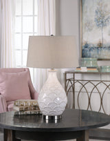 Lighting Camellia Glossed White Table Lamp