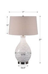 Lighting Camellia Glossed White Table Lamp
