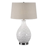Lighting Camellia Glossed White Table Lamp