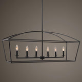 Clayton 6 Light Linear Chandelier // Matte Black