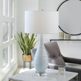 Lighting Clariot Ribbed Blue Table Lamp