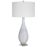 Lighting Clariot Ribbed Blue Table Lamp