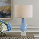 Lighting Clear Sky Blue Glass Table Lamp